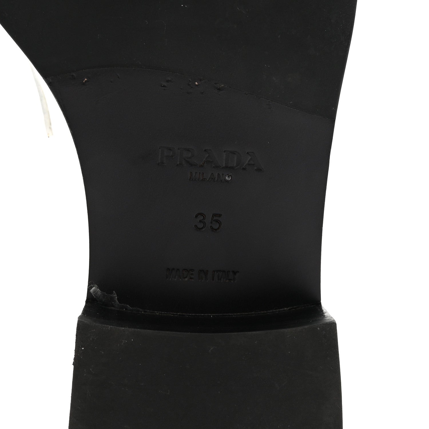 Prada Spazzolato Metal Triangle Logo 20mm Loafers 39 White 7 of 9