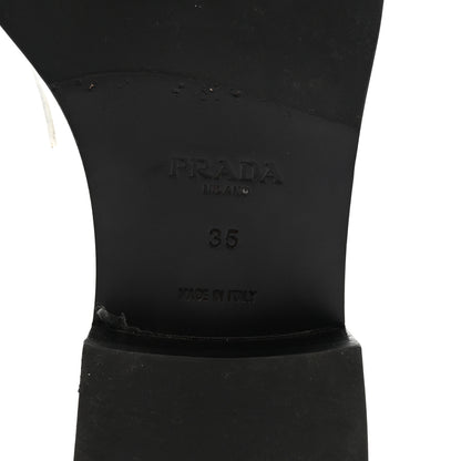 Prada Spazzolato Metal Triangle Logo 20mm Loafers 39 White 7 of 9