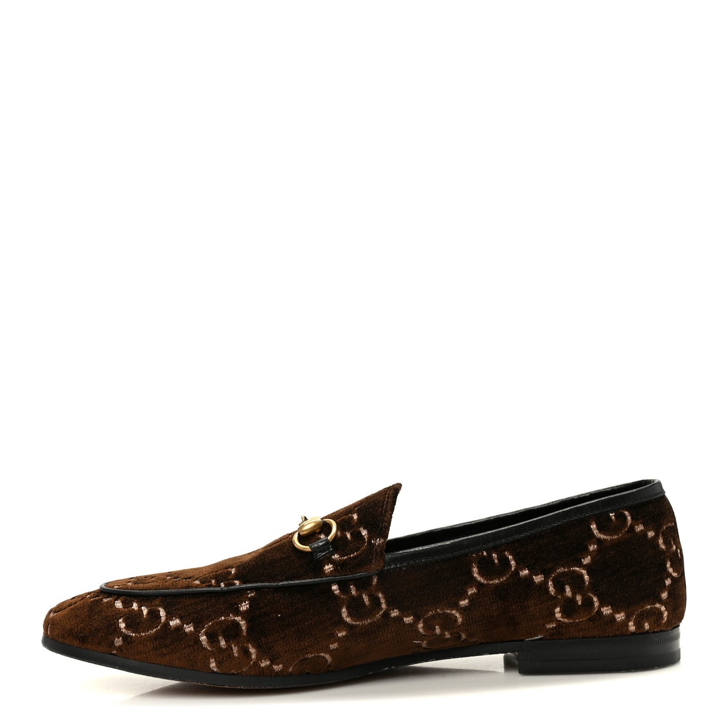Velvet GG Monogram Horsebit Womens Jordaan Loafers 40 Brown Black