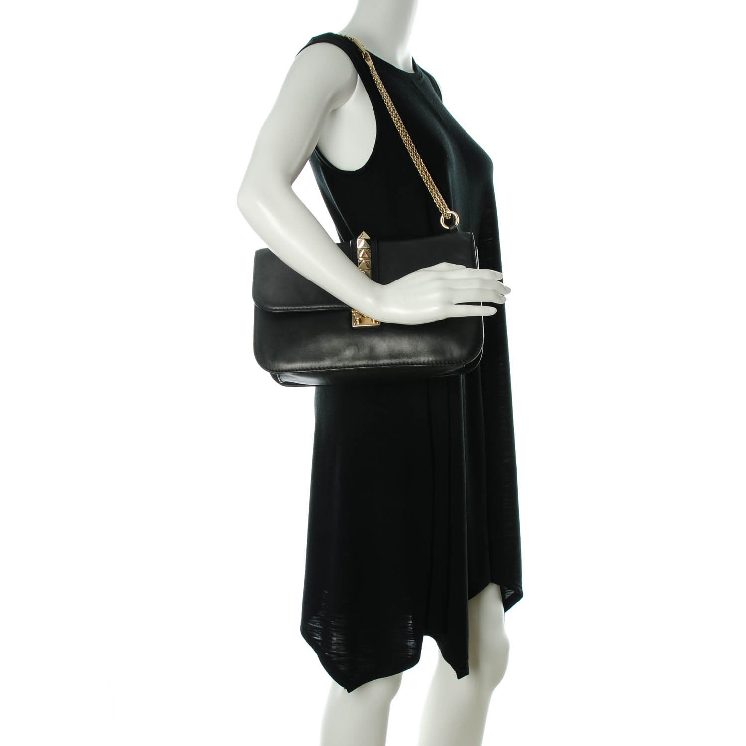 Valentino Garavani Vitello Large Glam Lock Rockstud Flap Black 2 of 7