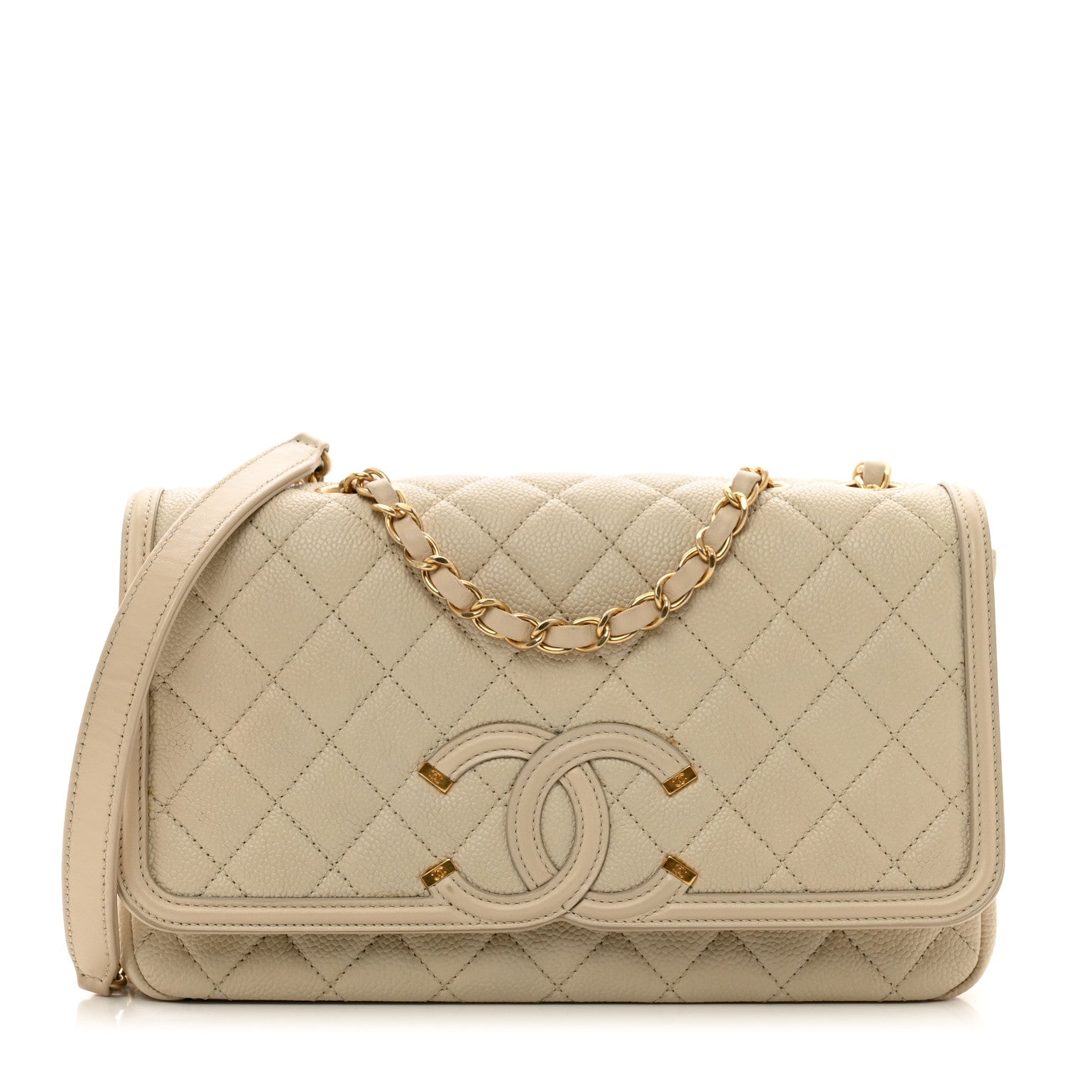Chanel Caviar Quilted Medium CC Filigree Flap Beige 1 of 12