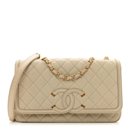 Chanel Caviar Quilted Medium CC Filigree Flap Beige 1 of 12