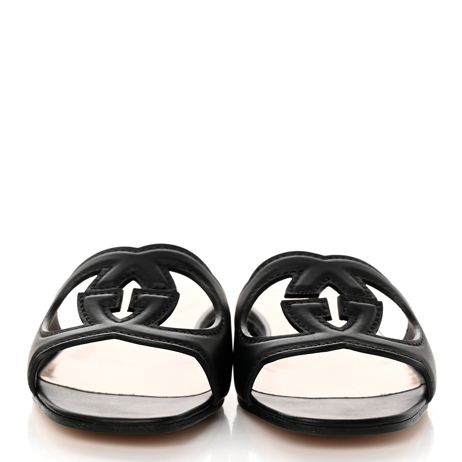 Gucci Cosmos Softy Calfskin Interlocking G Cut Out Slide Sandals 36.5 Black 2 of 8
