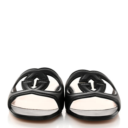 Gucci Cosmos Softy Calfskin Interlocking G Cut Out Slide Sandals 36.5 Black 2 of 8