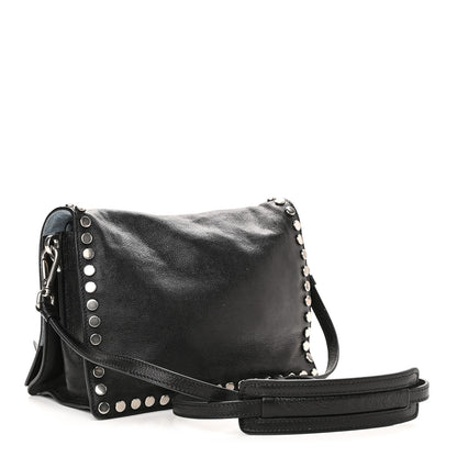 Prada Glace Calfskin Studded Etiquette Flap Black 3 of 9