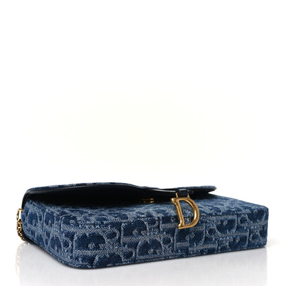 Christian Dior Oblique Denim Saddle Chain Long Wallet Blue 4 of 11