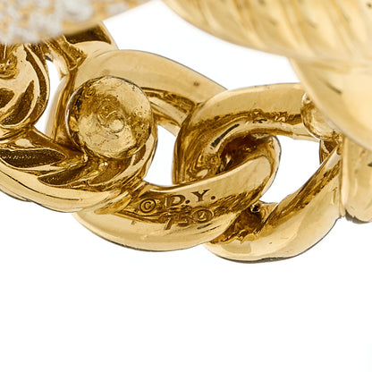 David Yurman 18K Yellow Gold Diamond Belmont Curb Link Ring 45 3.5 4 of 5