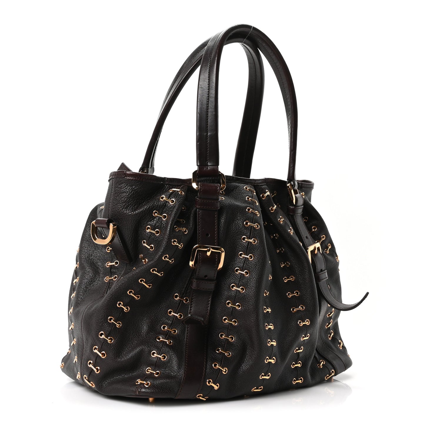 Calfskin Metal Stitch Lowry Chocolate Brown
