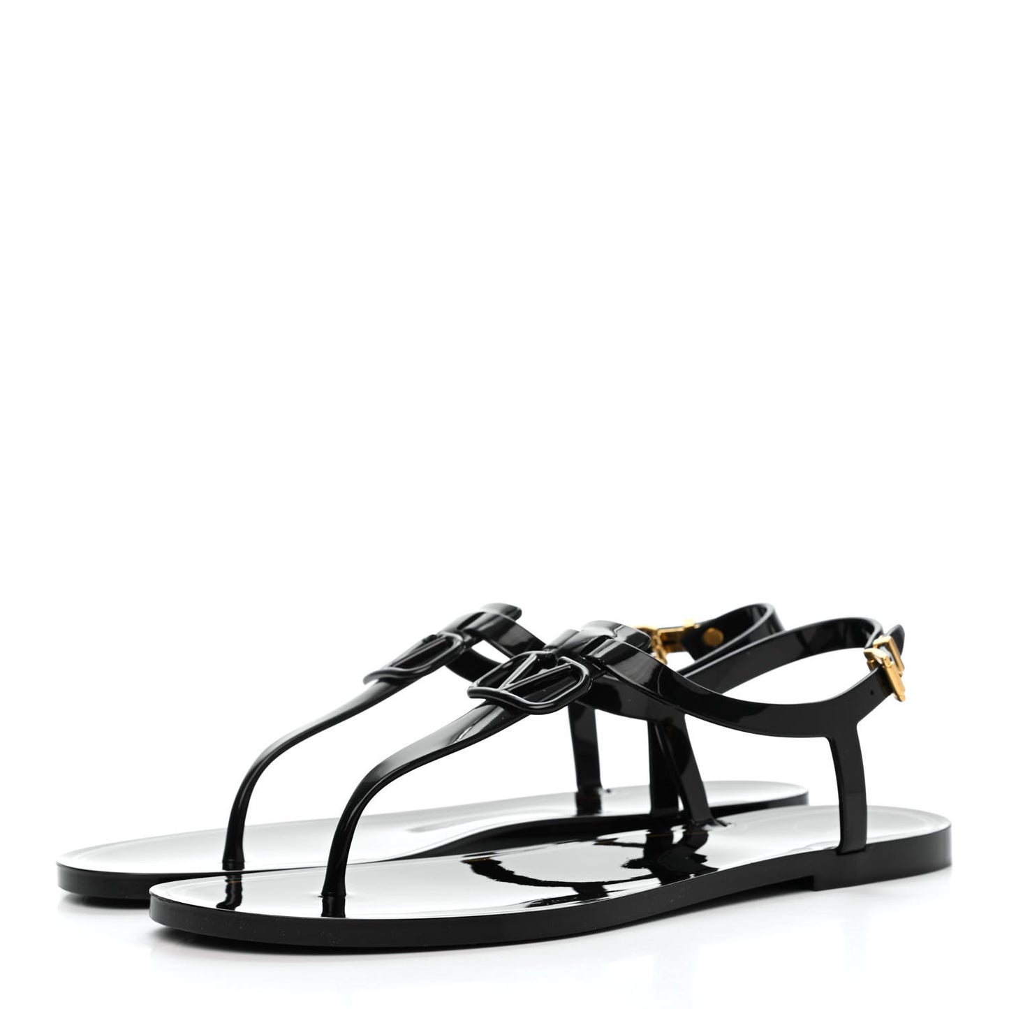 PVC Vlogo Flat Thong Sandals 41 Black