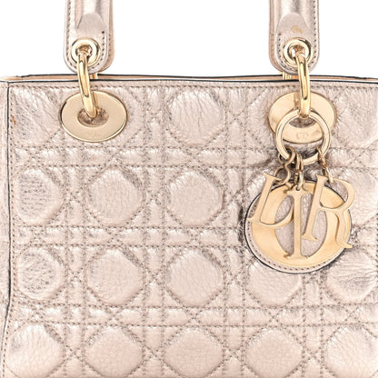Christian Dior Metallic Grained Calfskin Cannage Small Supple Lady Dior Pale Gold 7 of 11