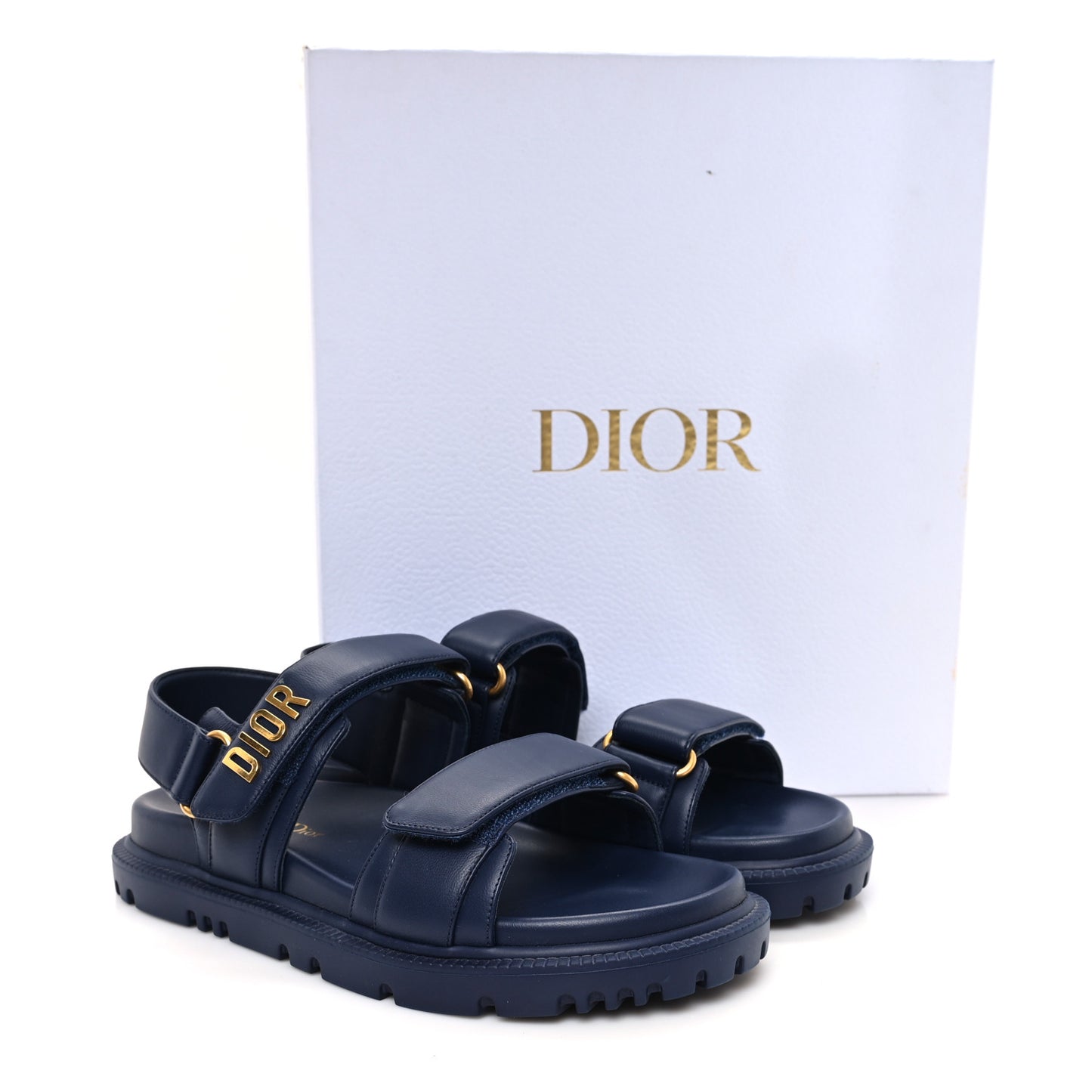 Lambskin Dioract 10mm Sandals 37.5 Blue