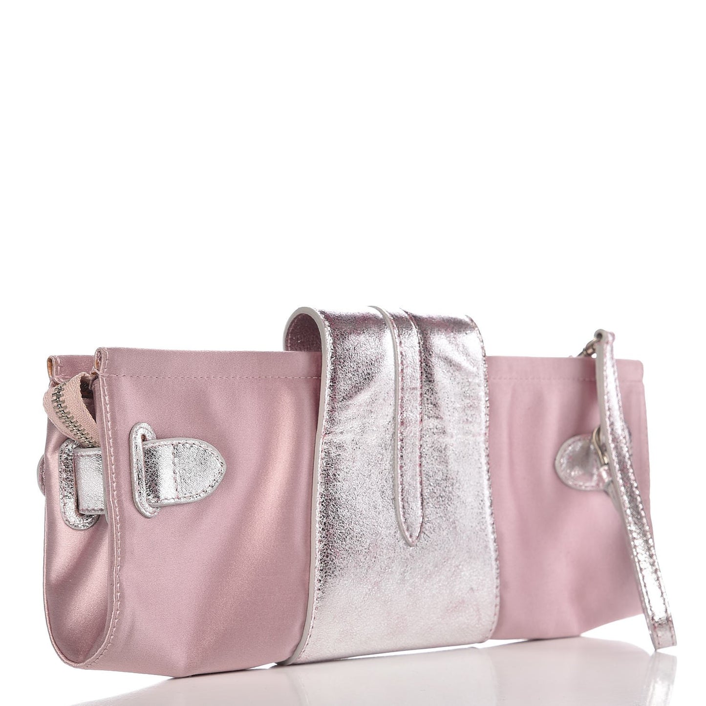 Satin Metallic Calfskin Tulita Clutch Pink