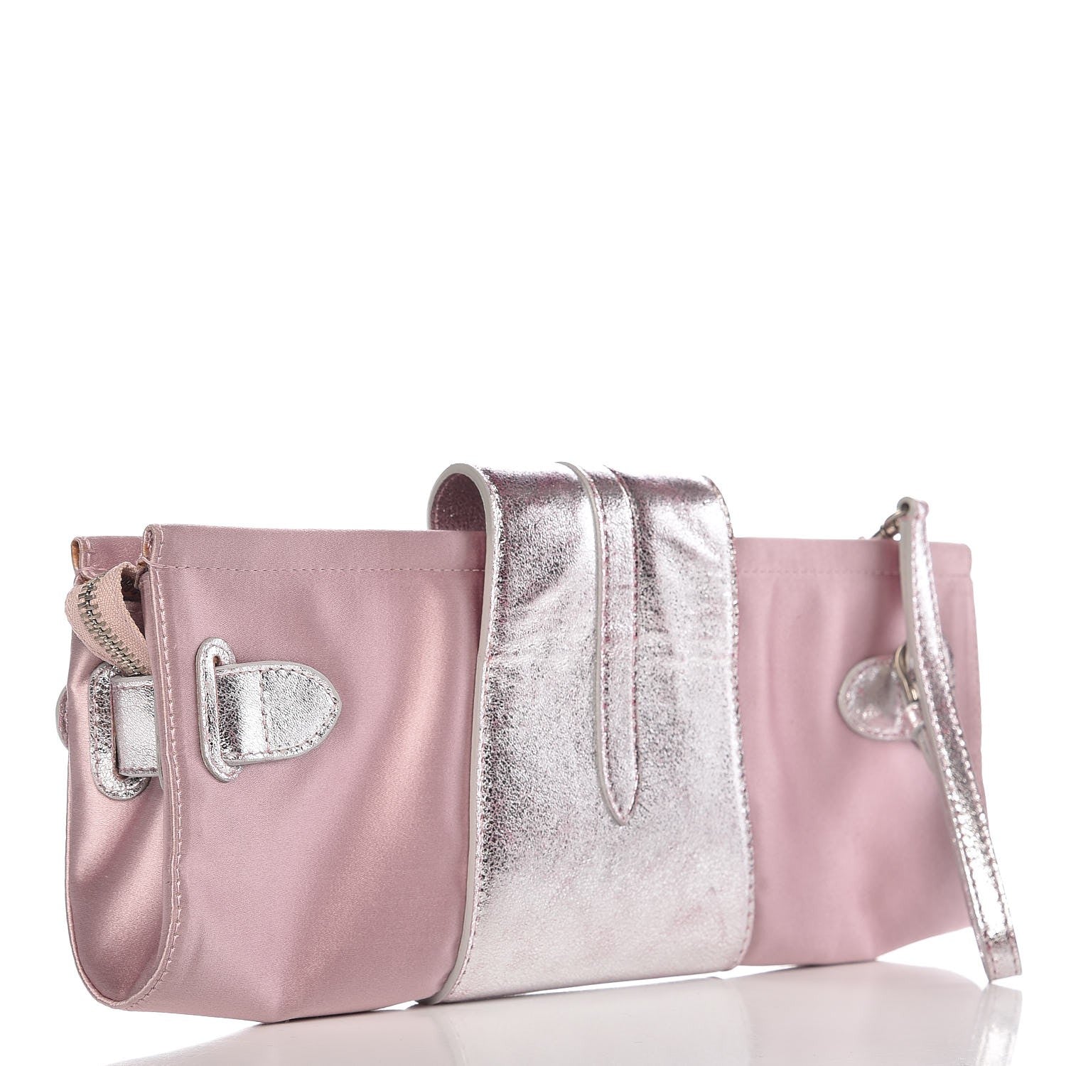 Jimmy Choo Satin Metallic Calfskin Tulita Clutch Pink 3 of 9