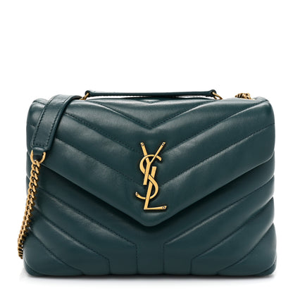 Saint Laurent Calfskin Y Quilted Monogram Small Loulou Chain Satchel Green 1 of 15