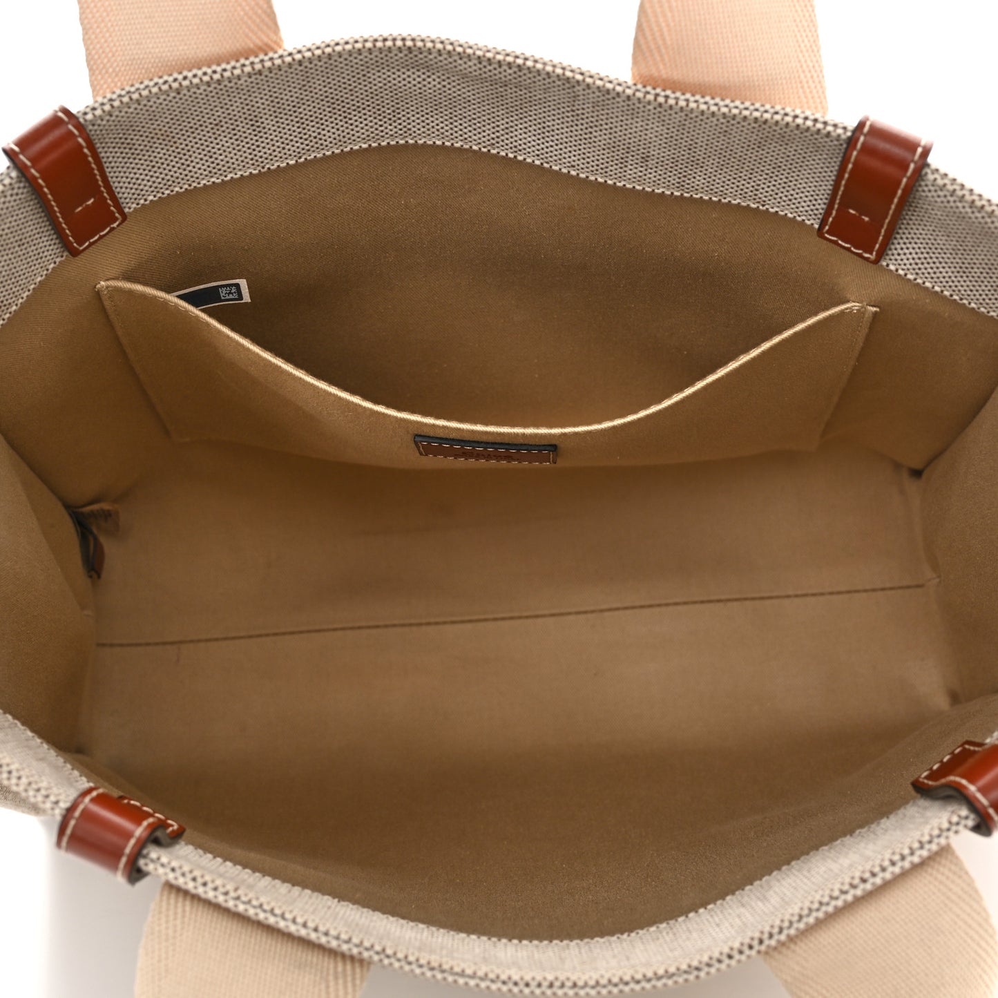 Cotton Calfskin Medium Woody Ribbon Tote White Brown