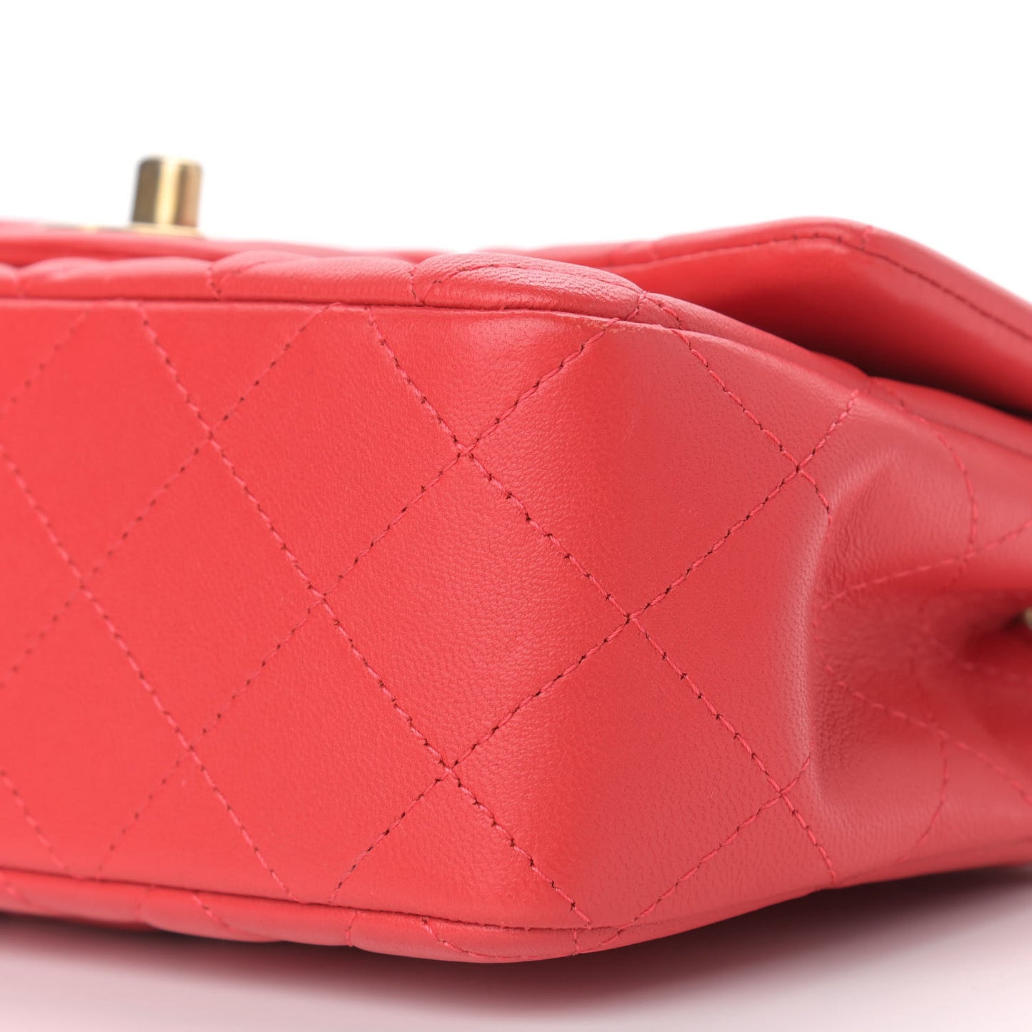 Lambskin Quilted Mini Rectangular Flap Coral