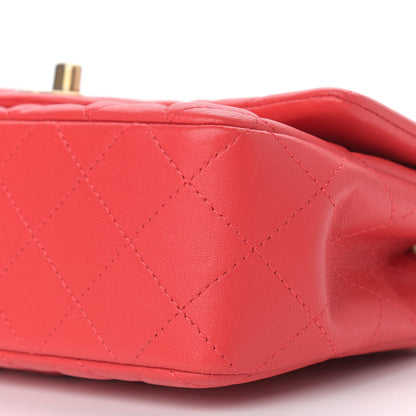 Chanel Lambskin Quilted Mini Rectangular Flap Coral 10 of 10