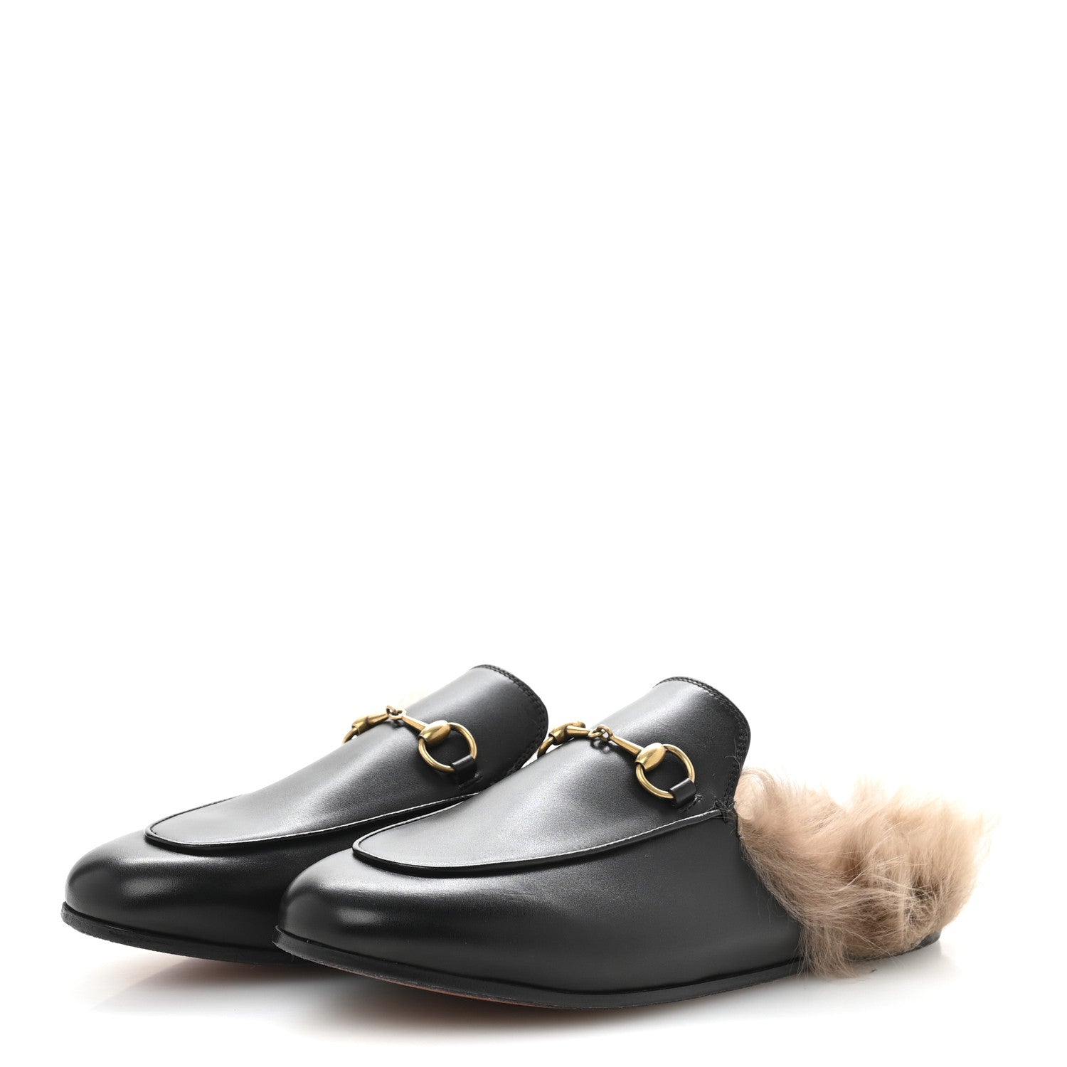 Gucci Calfskin Fur Womens Princetown Slippers 38 Black 4 of 9