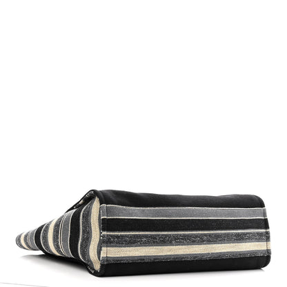 Chanel Canvas Striped Extra Large Deauville Tote Black Grey 4 of 10