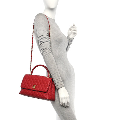 Chanel Caviar Lizard Embossed Quilted Small Coco Handle Flap Red 2 of 10