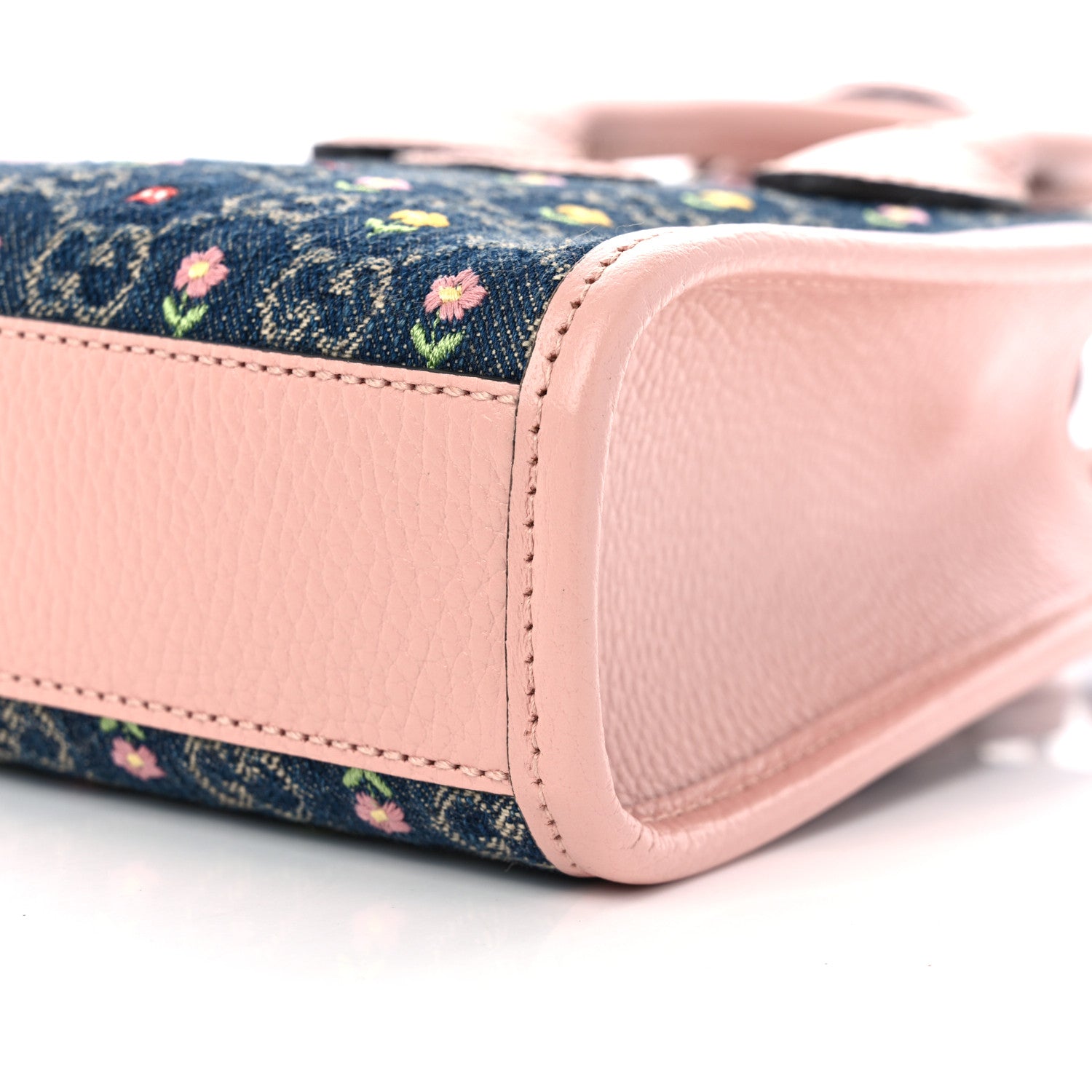 Gucci Denim Dollar Calfskin GG Monogram Mini Retro Interlocking G Tote Bag Blue Tea Multicolor Powder Pink 11 of 11