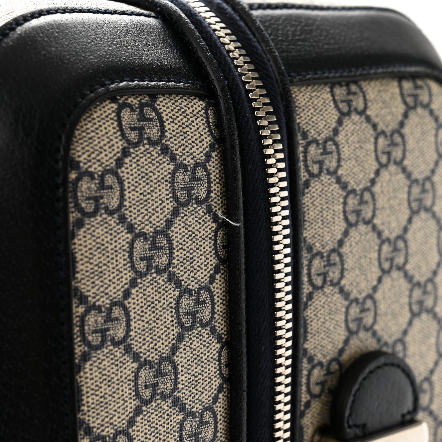 Gucci GG Supreme Monogram Textured Dollar Calfskin Web Small Savoy Cabin Trolley Beige Blue 9 of 12