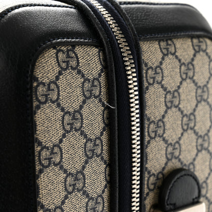 Gucci GG Supreme Monogram Textured Dollar Calfskin Web Small Savoy Cabin Trolley Beige Blue 9 of 12