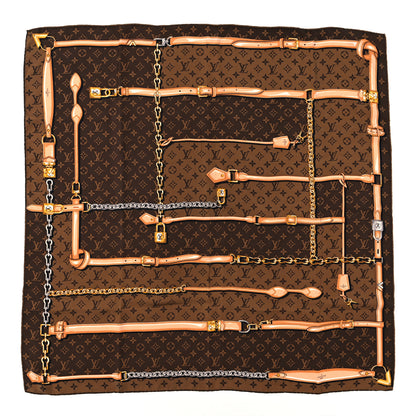 Louis Vuitton Silk Monogram Confidential Square Scarf Brown 1 of 3