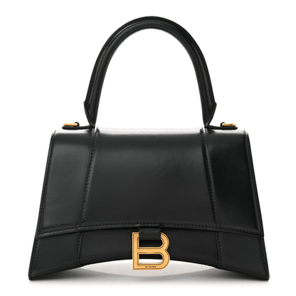 Balenciaga Shiny Box Calfskin Small Hourglass Top Handle Bag Black 1 of 11