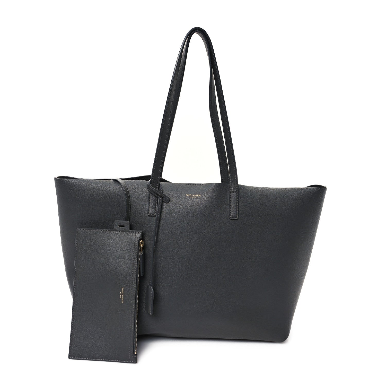 Saint Laurent Calfskin Large Shopping Tote Storm 3 of 12