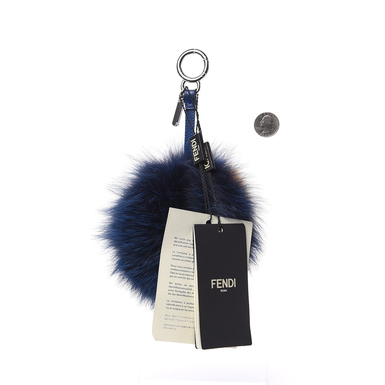 Fendi Fox Fur Shiny Nappa Bi-Color K ABCharm Bag Charm Blue Curry 2 of 4