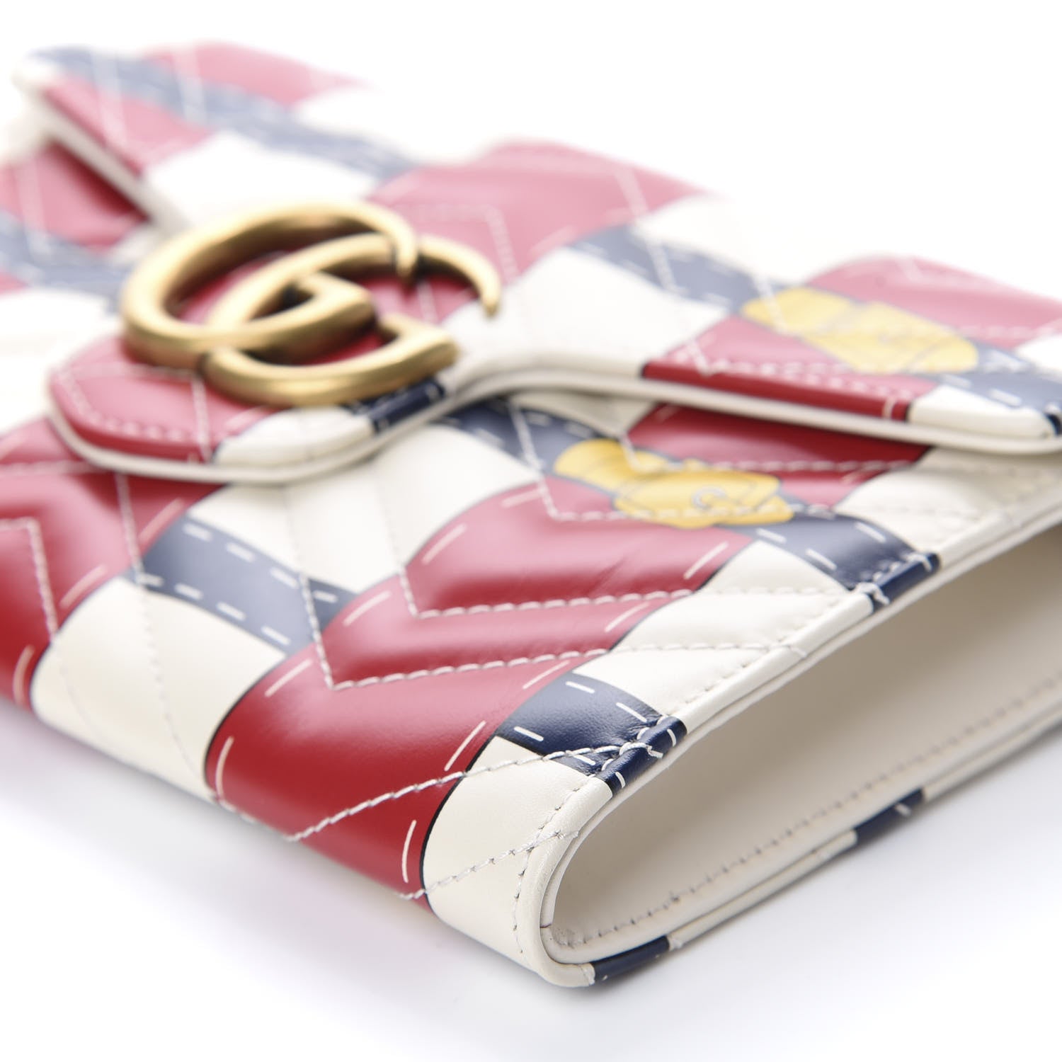 Gucci Calfskin Matelasse Trompe L'Oeil Print Mini GG Marmont Chain Wallet White 8 of 11