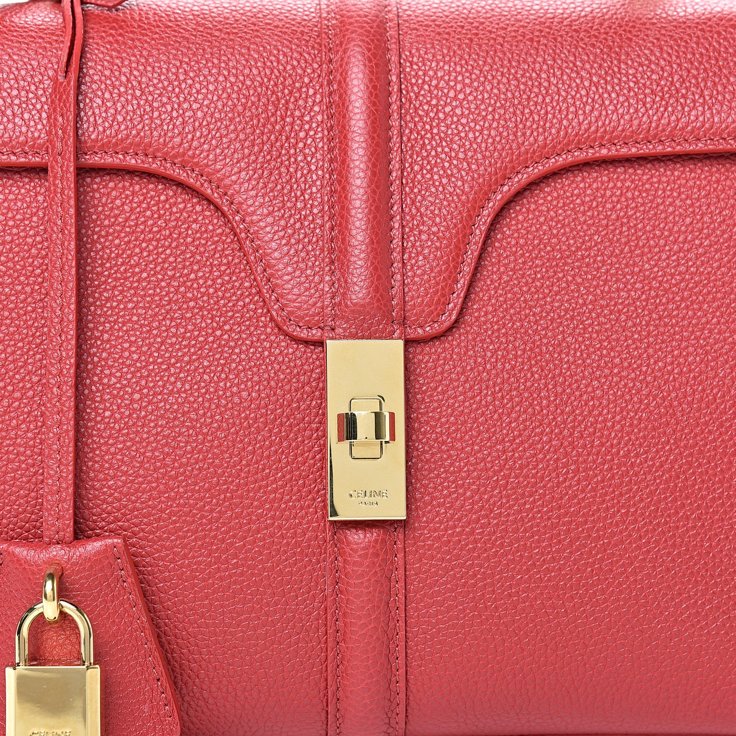 Grained Calfskin Small 16 Top Handle Bag Red