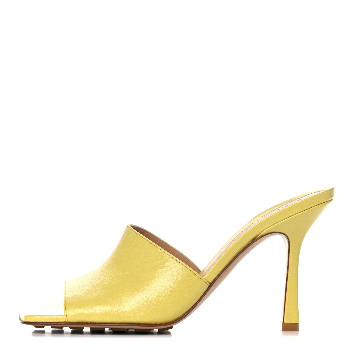 Bottega Veneta Lambskin Stretch Mule Sandals 37.5 Pear 1 of 13