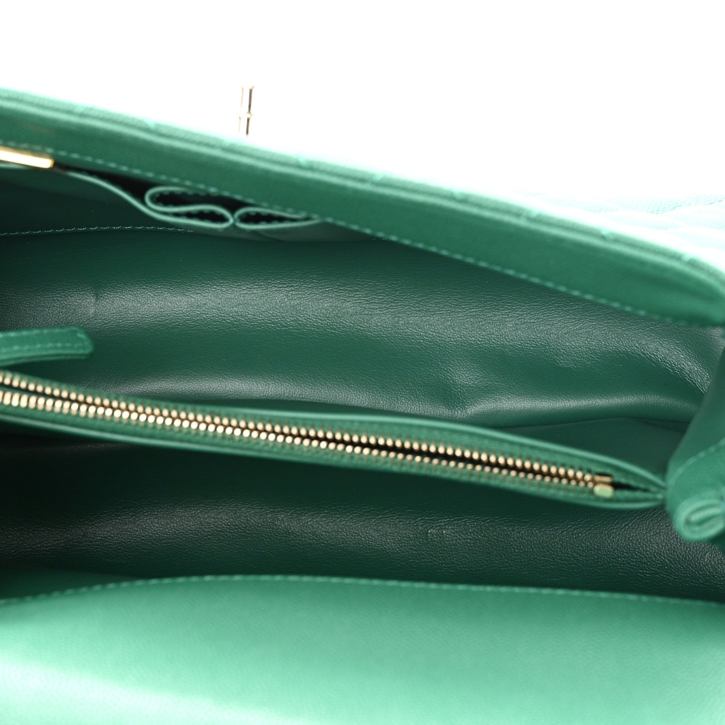 Caviar Quilted Small Coco Handle Flap Green