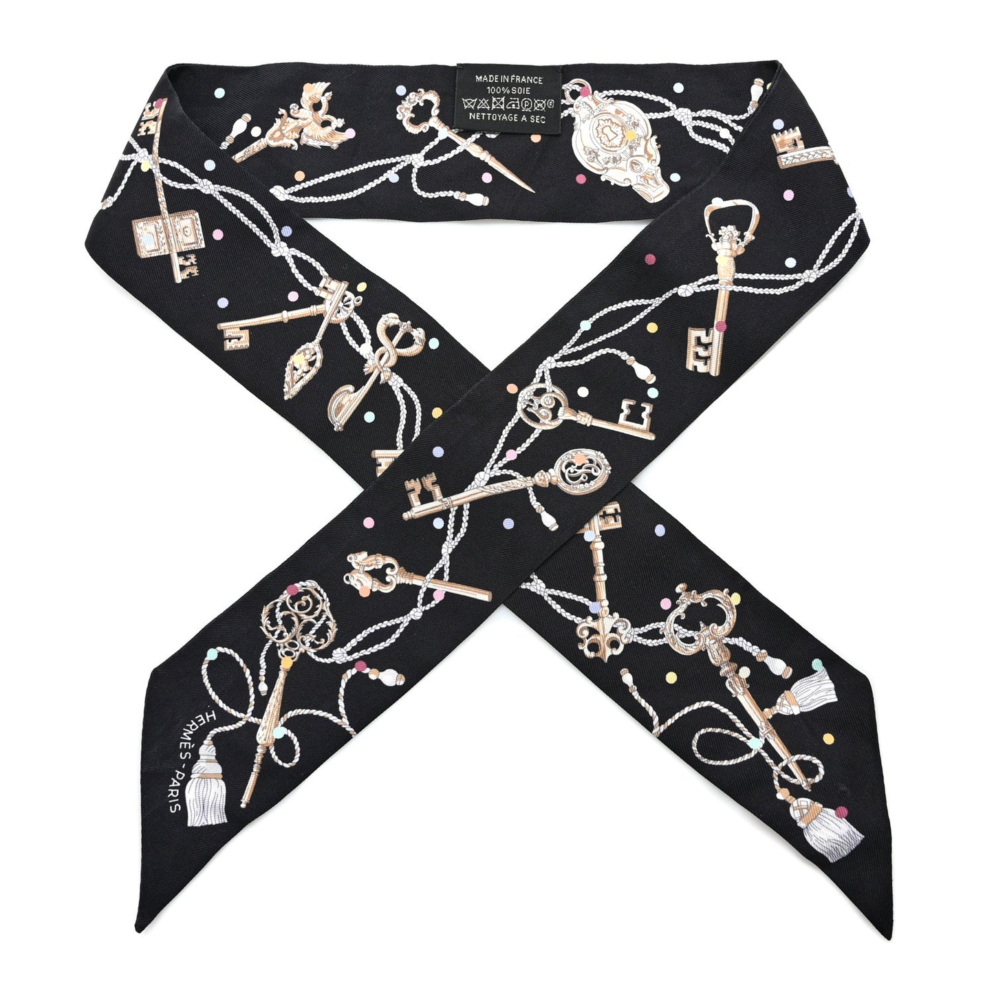 Silk Les Cles A Pois Twilly Black Beige Rose Multicolor