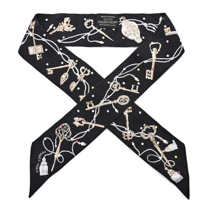 Hermes Silk Les Cles A Pois Twilly Black Beige Rose Multicolor 1 of 4