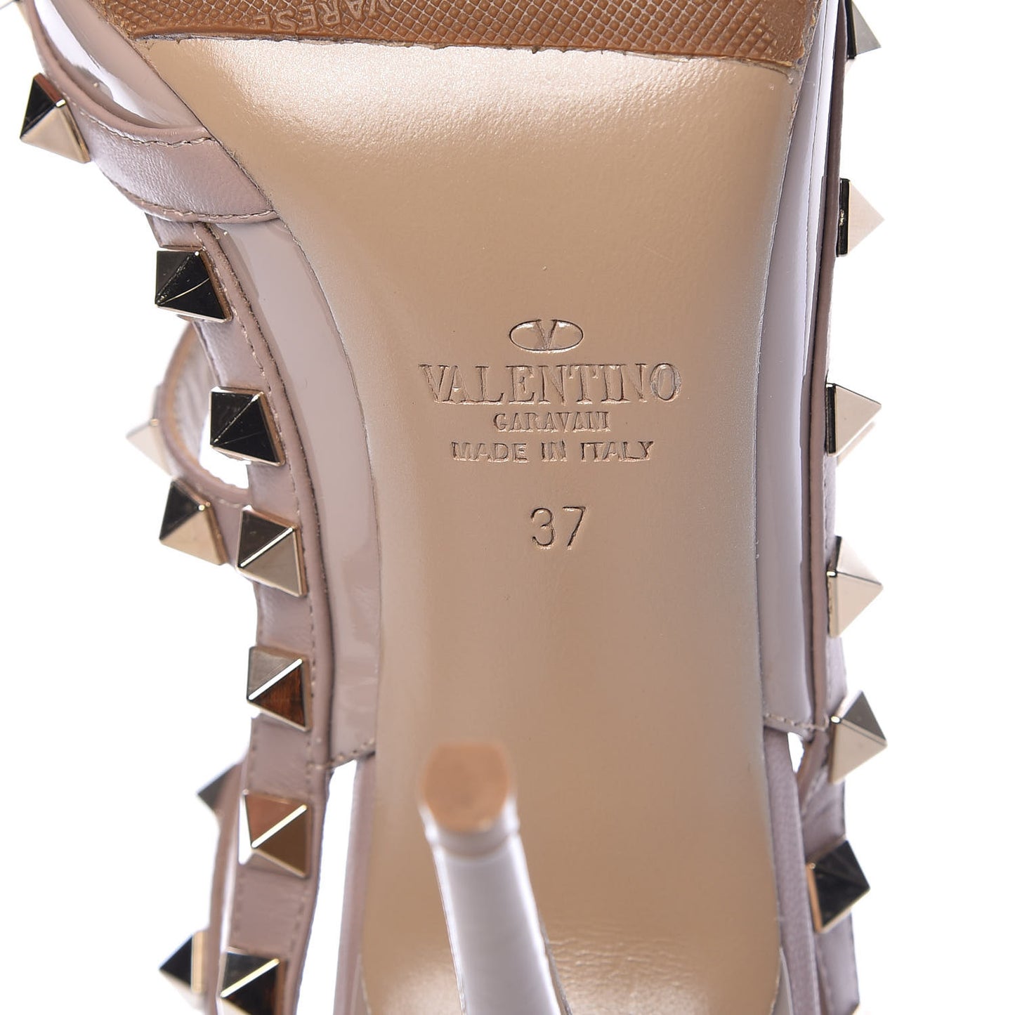 Patent Nappa Rockstud Ankle Strap 100mm Pumps 37 Poudre