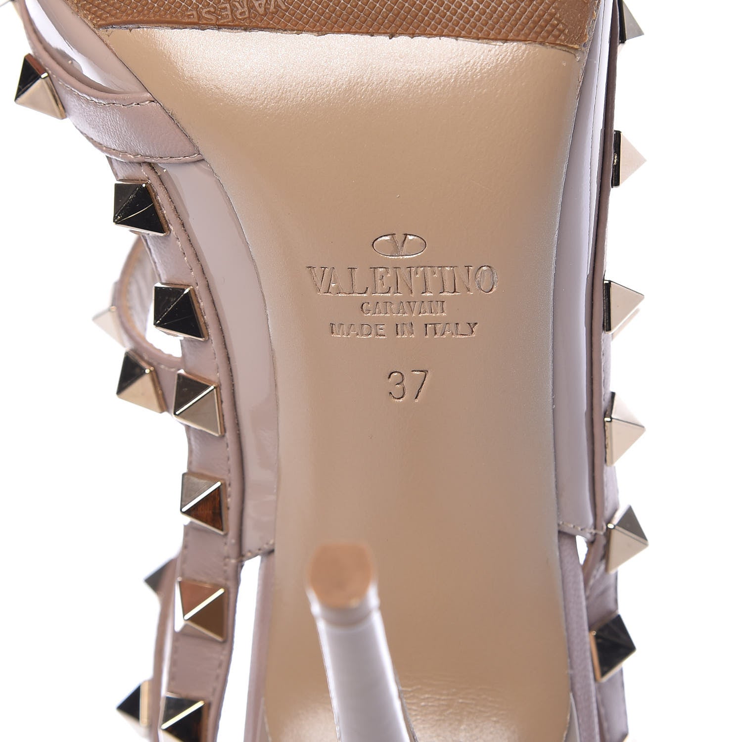 Valentino Garavani Patent Nappa Rockstud Ankle Strap 100mm Pumps 37 Poudre 8 of 12