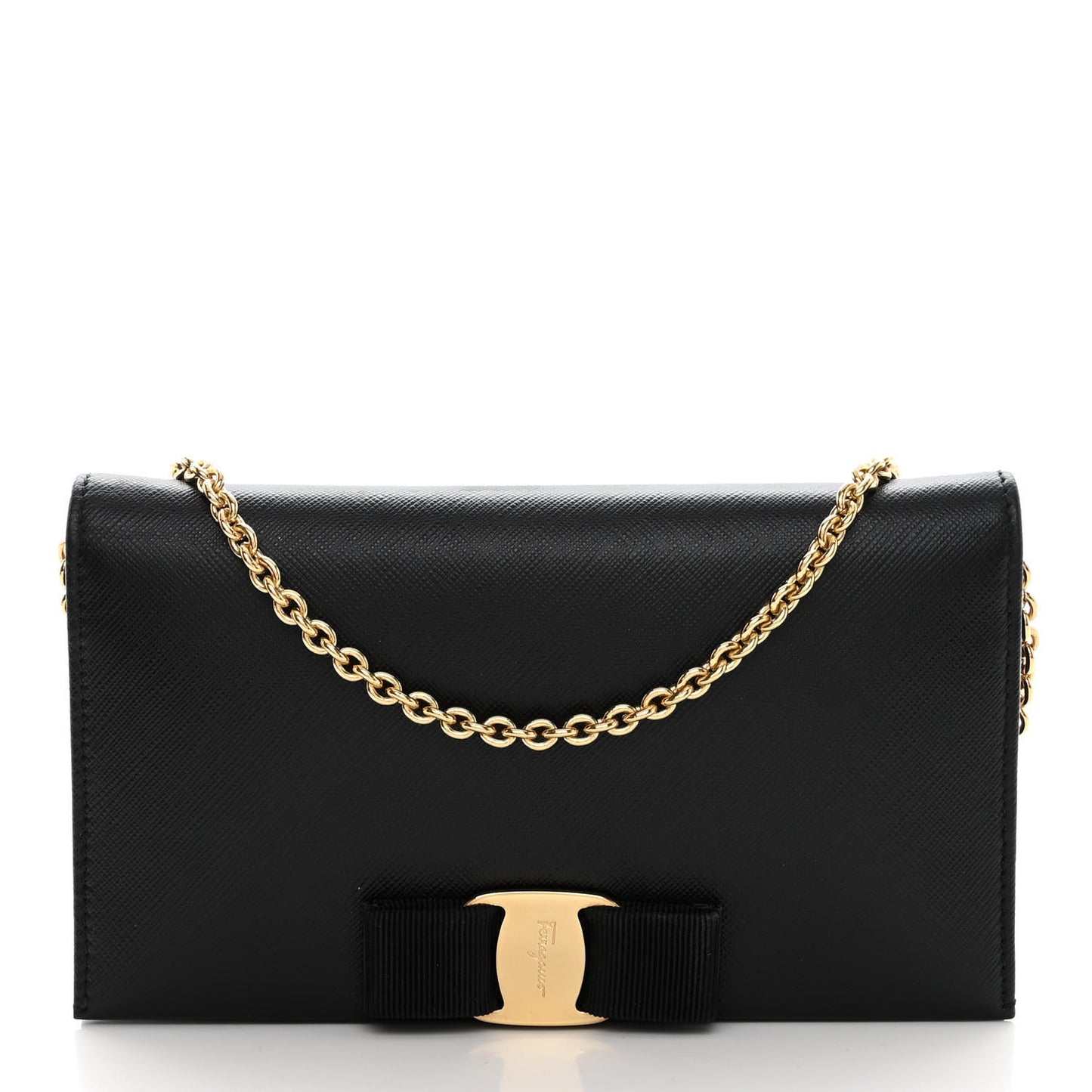 Calfskin Vara Wallet On Chain Black