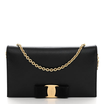 Salvatore Ferragamo Calfskin Vara Wallet On Chain Black 1 of 11