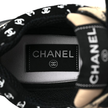 Chanel Nylon Suede Calfskin Printed CC Sneakers 37 Black Beige 7 of 8