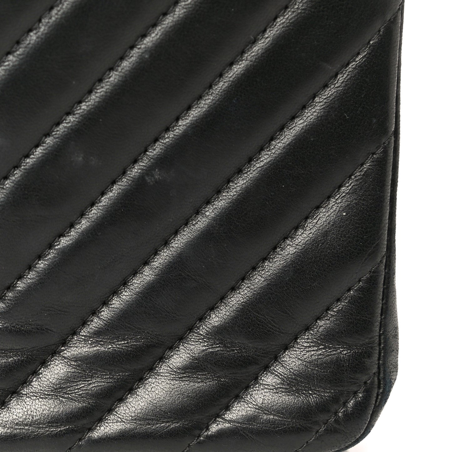 Lambskin Chevron Quilted Mini Rectangular Flap So Black