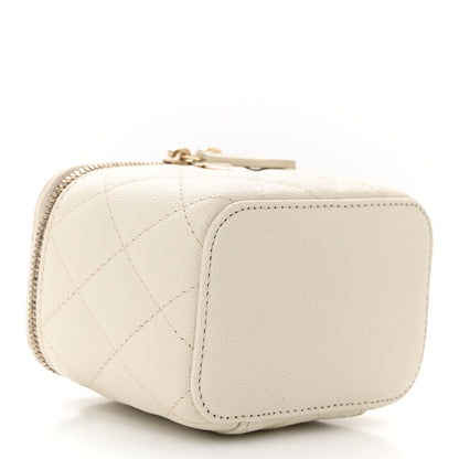 Chanel Caviar Quilted Mini Vanity Case With Chain White 4 of 10