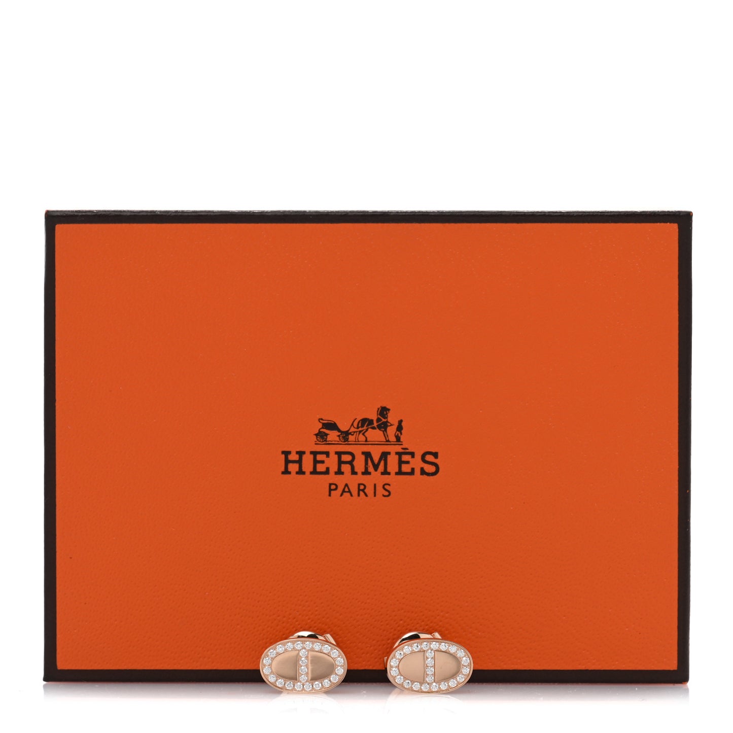 18K Rose Gold Diamond Chaine d'Ancre Contour Stud Earrings