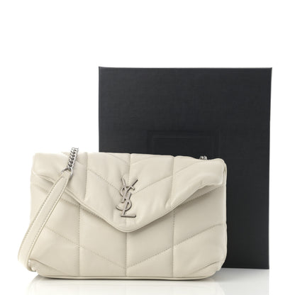 Saint Laurent Lambskin Quilted Toy Loulou Puffer Monogram Chain Satchel Blanc Vintage 12 of 12