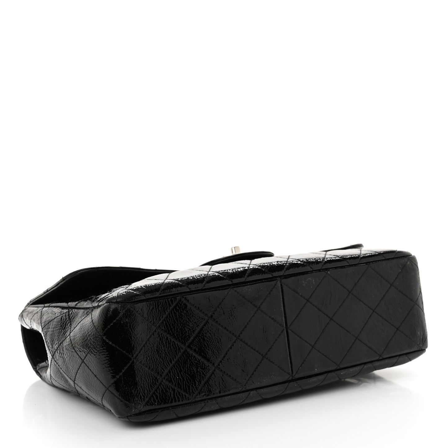Crinkled Patent Quilted Jumbo Single Flap Black