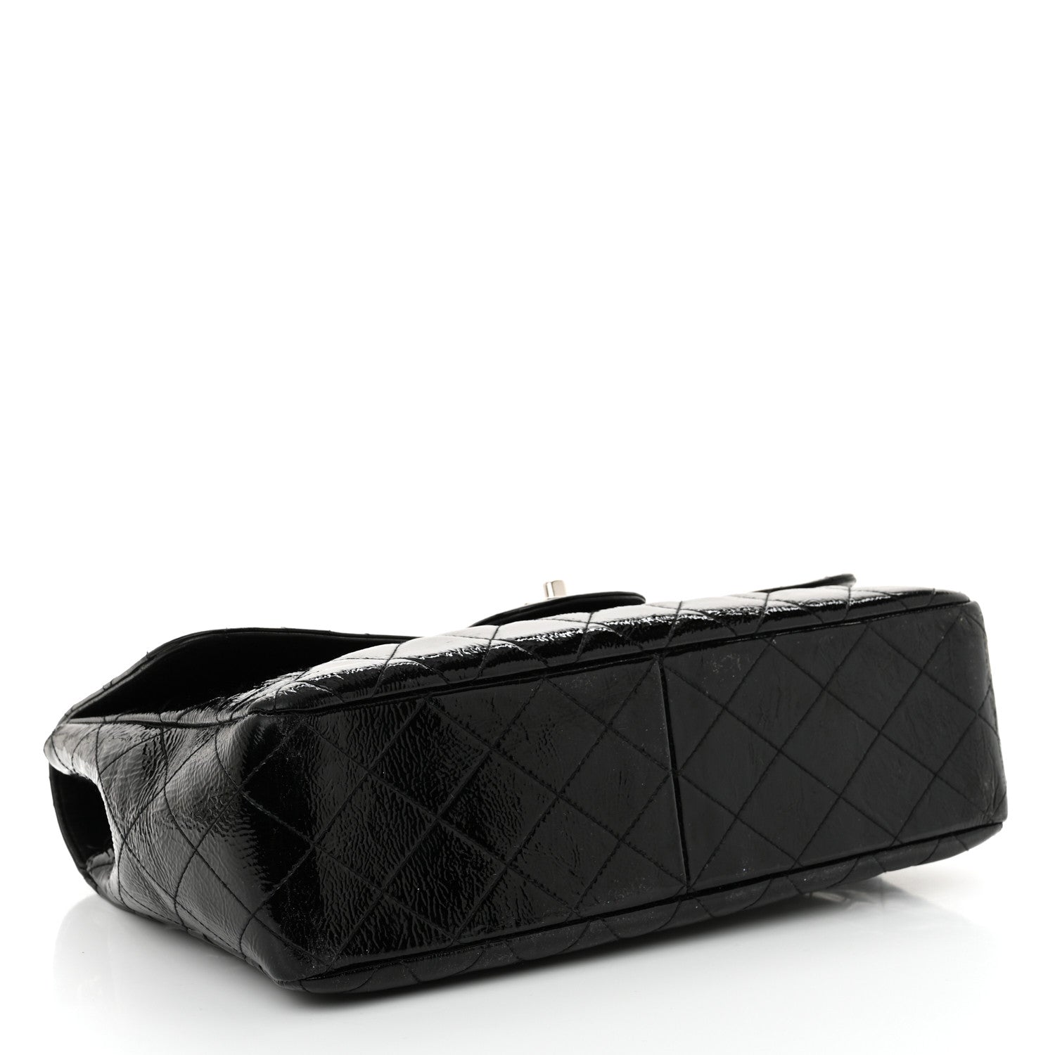 Chanel Crinkled Patent Quilted Jumbo Single Flap Black 4 of 12