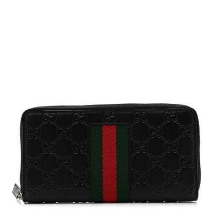 Gucci Guccissima Web Zip Around Wallet Black 1 of 7