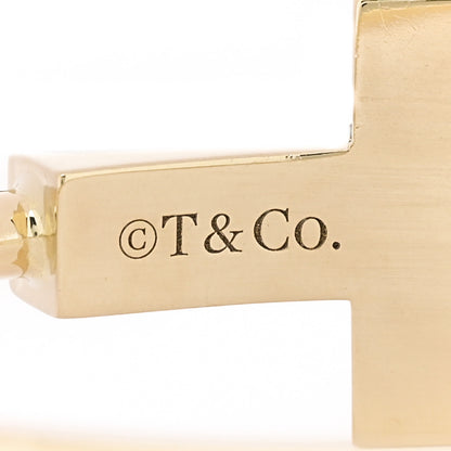 Tiffany 18K Yellow Gold Mother of Pearl Wide T Wire Bracelet 3 of 4